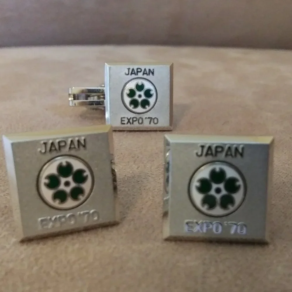 Tie Clip with Cufflinks Set Japan 1970 Collectible Vintage